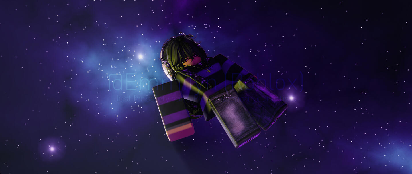 Mina drifting in space. She is being shined slightly by the sun off-screen on the left, and by a bright star behind her.